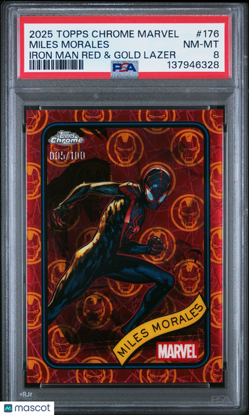 2025 Topps Chrome Marvel Miles Morales #176 PSA 8