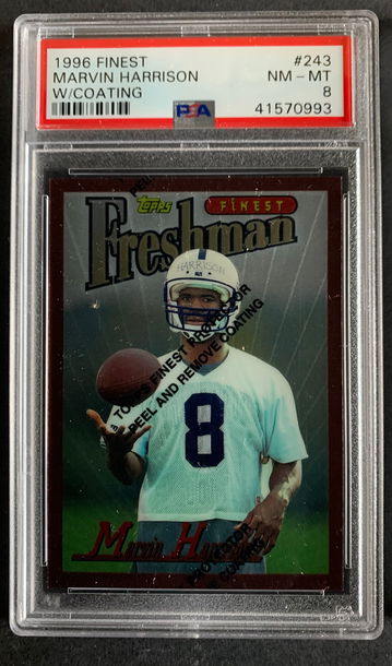 1996 Topps Finest HOF Marvin Harrison RC #243 PSA 8 NM-MT