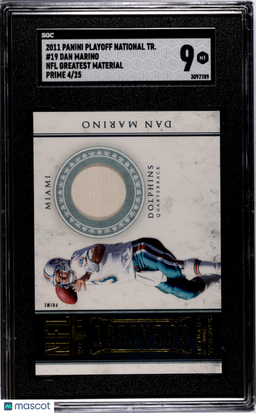 2011 Panini Playoff National Treasures Dan Marino #19 NFL Greatest Mat. Prime SGC 9