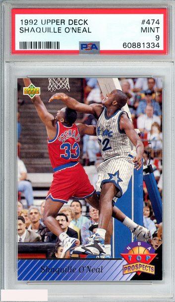 1992 UPPER DECK SHAQUILLE ONEAL #474 ROOKIE RC ORLANDO MAGIC HOF PSA 9 MINT