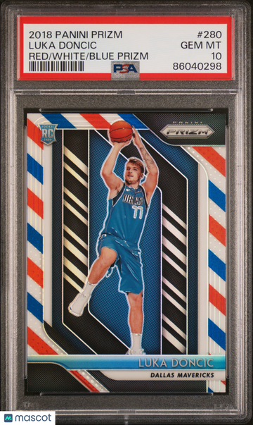 PSA 10 2018 Panini Prizm Luka Doncic Red White Blue Prizm Rookie #280