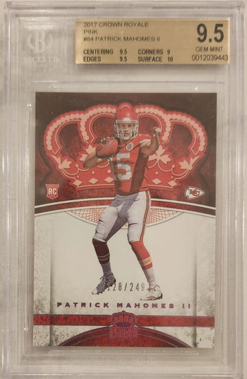 2017 Patrick Mahomes Panini Crown Royale Pink /249 RC BGS 9.5 RARE! POP 2 MVP