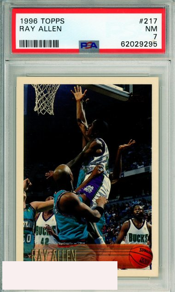 1996 TOPPS RAY ALLEN #217 ROOKIE HOF MILWAUKEE BUCKS RC PSA 7 NM