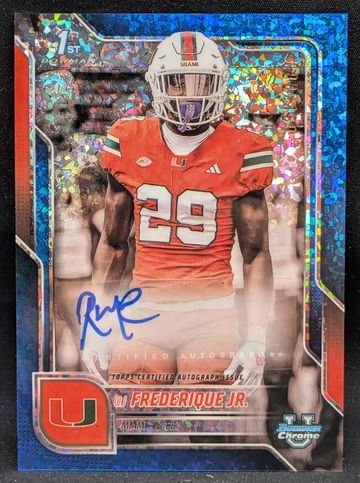 2025 Bowman Chrome U Autograph Blue Mini-Diamond #BCA-OJ OJ Frederique Jr. /150