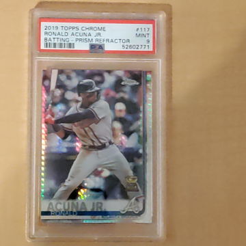 2019 Topps chrome Ronald Acuna prism refractor PSA 9
