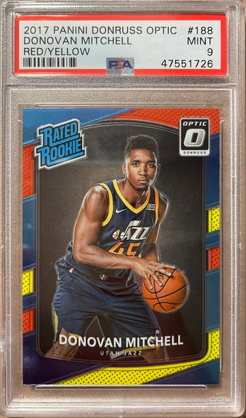 Donovan Mitchell 2017 Optic Red/Yellow RC PSA 9