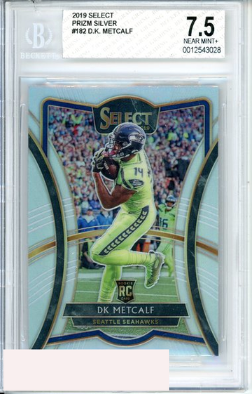2019 SELECT D. K. METCALF #182 PRIZMS SILVER ROOKIE RC BGS 7.5 NM+