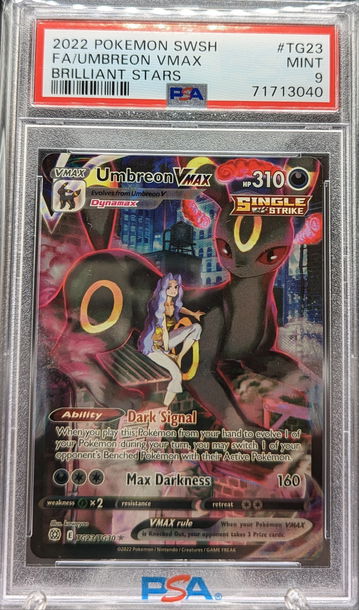 2022 Pokemon SWSH - Brilliant Stars - Umbreon VMAX TG23/ TG30 PSA 9