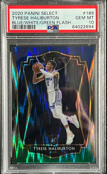 2020 Panini Select Blue White Green Flash /25 #189 Tyrese Haliburton Rookie RC PSA 10 GEM MINT