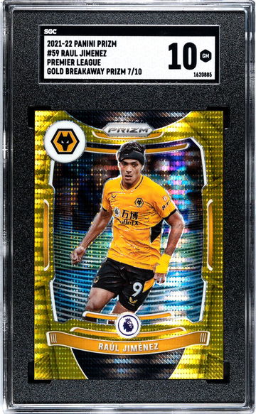 2021-22 Panini Prizm Premier League Gold Breakaway Raul Jimenez #59 /10 SGC 10