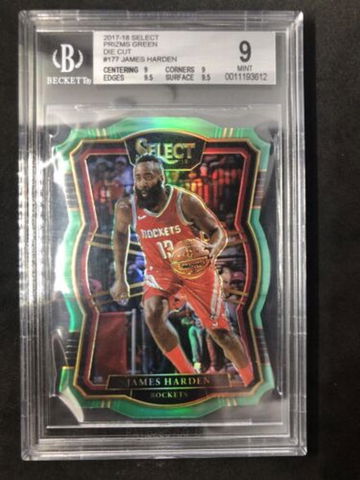 JAMES HARDEN 2019-20 Panini Select #177 Green Die Cut #2/5 BGS 9 MINT