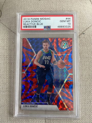 2019-20 Luka Doncic PSA 10 Reactive Blue MOSAIC PRIZM #44