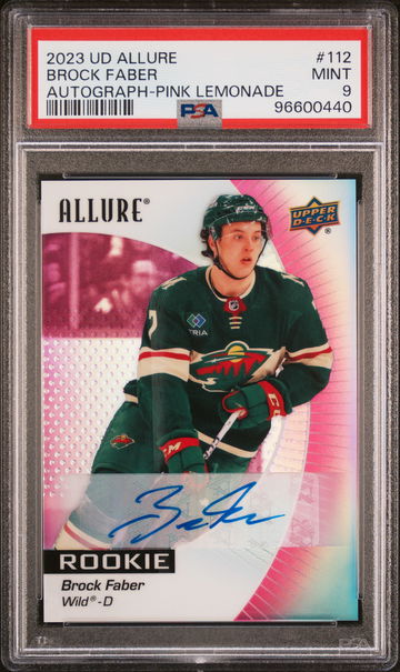 2023 Upper Deck Allure Autograph-Pink Lemonade Brock Faber #112 /5 PSA 9