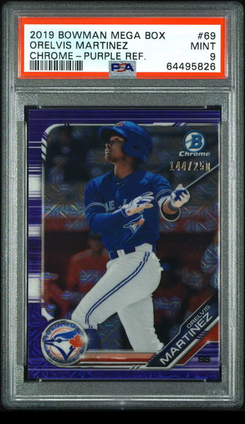 💎🧨 2019 1st Bowman Chrome BCP69 Purple Refractor /250 ORELVIS MARTINEZ PSA 9 🔥