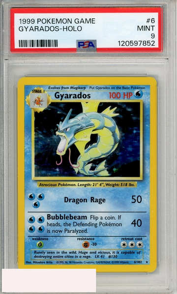 1999 POKEMON GAME GYARADOS-HOLO #6 PSA 9 MINT