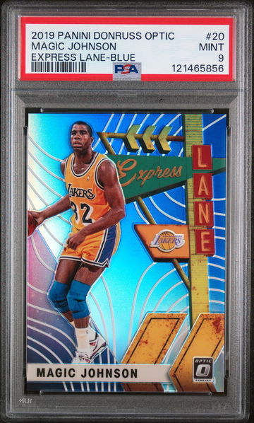 2019 Donruss Optic Express Lane Blue Magic Johnson #20 /85 PSA 9