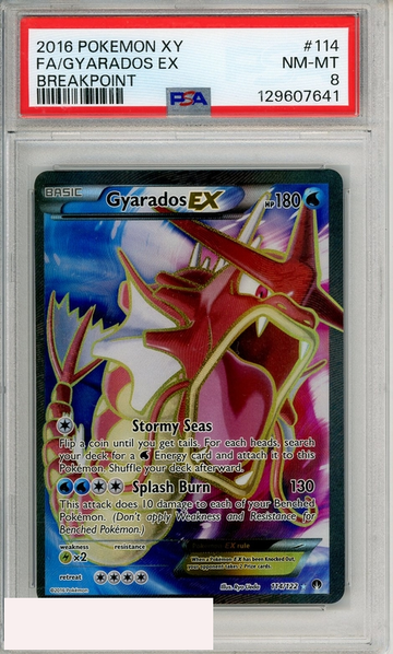 2016 POKEMON XY BREAKPOINT FA GYARADOS EX #114  PSA 8 NM-MT