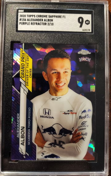 2020 Topps Chrome Sapphire Formula 1 #156 Alexander Albon Purple Refractor /10 SGC 9