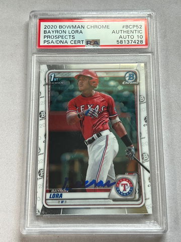 2020 Bowman Chrome Prospects Bayron Lora 1st Chrome #BCP52 PSA/DNA Certified Authentic AUTO 10