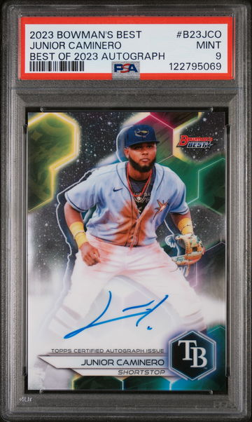 2023 Bowman's Best #B23JCO Junior Caminero Best of 2023 Autograph Auto PSA 9