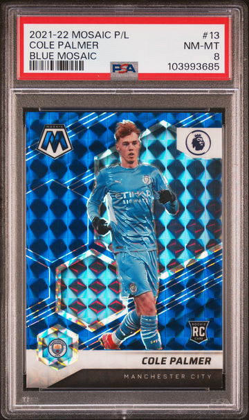 2021 Panini Mosaic Premier League Blue Mosaic Cole Palmer #13 /879 PSA 8