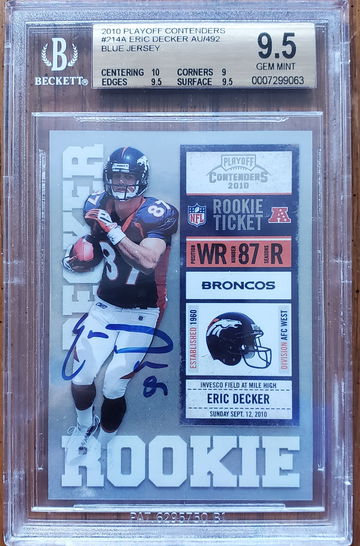 Eric Decker 2010 Playoff Contenders RC Auto BGS 9.5