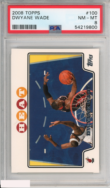 2008 TOPPS DWYANE WADE #100 MIAMI HEAT PSA 8 NM-MT