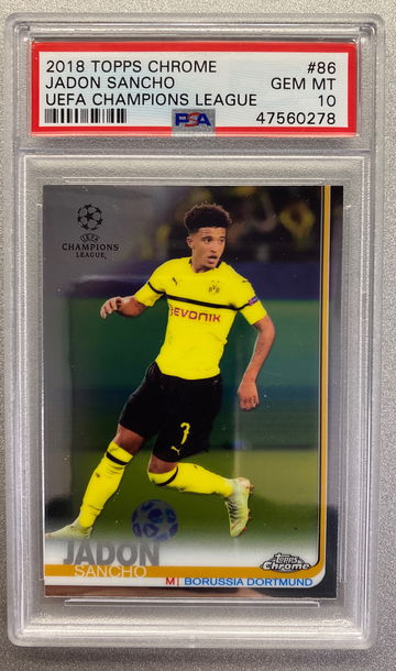 JADON SANCHO 2018 TOPPS CHROME ROOKIE PSA 10