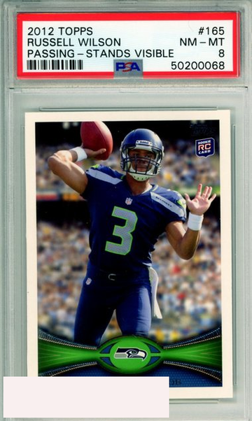 2012 TOPPS RUSSELL WILSON #165 PASSING-STANDS VISIBLE ROOKIE RC PSA 8 NM-MT