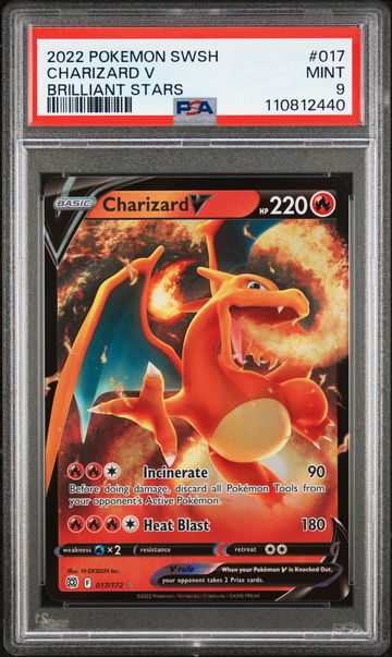 2022 Pokemon Sword and Shield Brilliant Stars Charizard V #017 /172 PSA 9