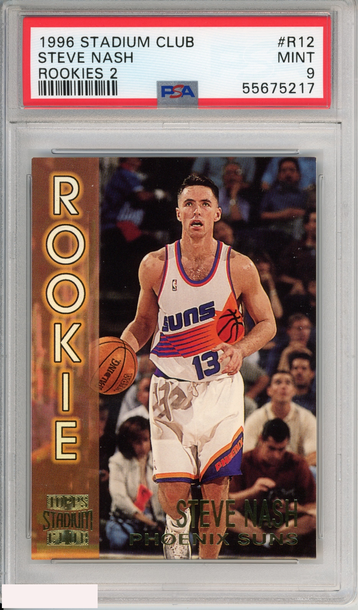 1996 STADIUM CLUB STEVE NASH #R12 ROOKIES 2 PHOENIX SUNS HOF RC PSA 9 MINT