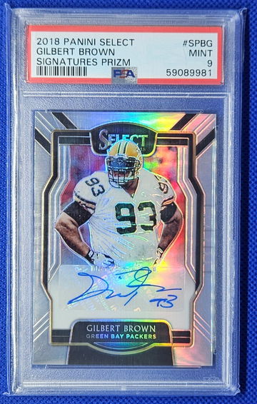 2018 Select Autograph Gilbert Brown PSA 9 numbered /199 Packers