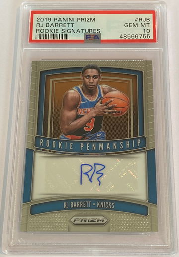 RJ Barrett Prizm Rookie Penmanship Auto PSA 10