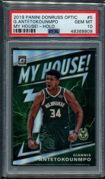 Giannis Antetokounmpo 2019-20 Donruss Optic My House #5 Holo PSA 10 Bucks MVP