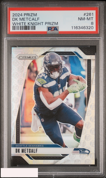 2024 PANINI PRIZM DK METCALF #261 WHITE KNIGHT PRIZM 3 OF 3 PSA 8 NM-MT
