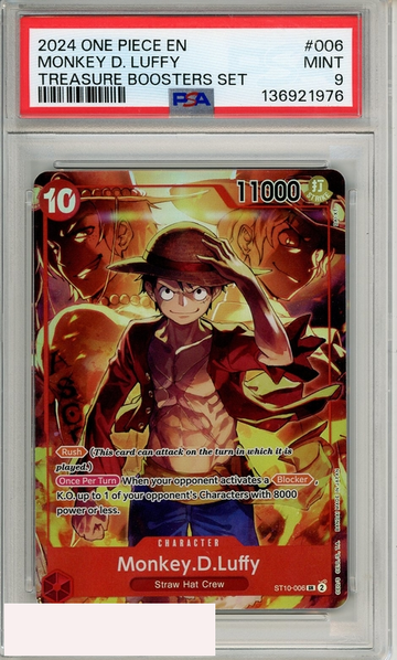 2024 ONE PIECE PROMOS MONKEY D  LUFFY #006 TREASURE BOOSTERS SET PSA 9 MINT