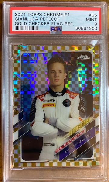 2021 TOPPS CHROME F1 GIANLUCA PETECOF GOLD CHECKER FLAG REFRACTOR SP /50 #65 PSA 9 MINT