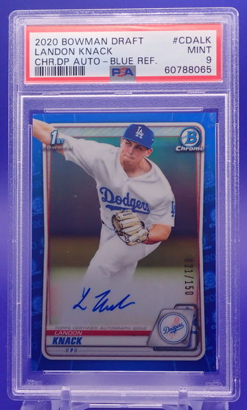 2020 Bowman Chrome Landon Knack Blue Refractor #21/150  Auto PSA 9