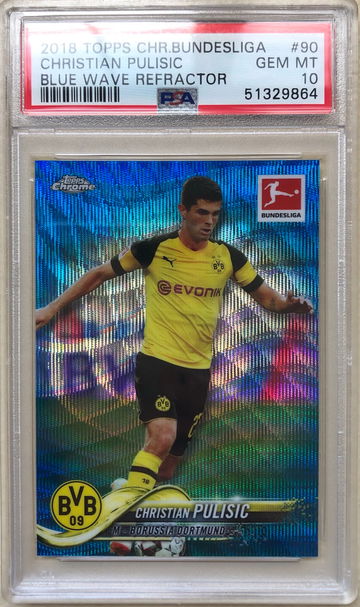 2018 Topps Chrome Bundesliga Christian Pulisic Blue Wave Refractor #/99 PSA 10 GEM MINT POP 4