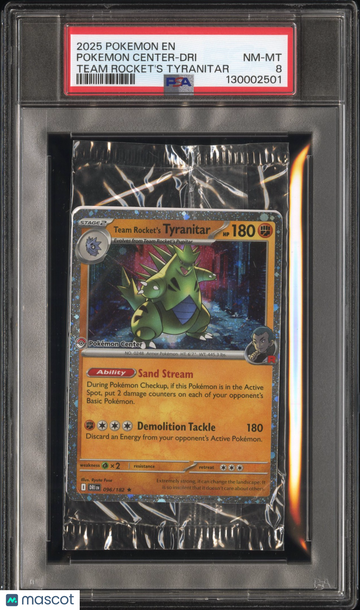 2025 Pokemon Promo Pack Pokemon Center-Dri Team Rocket's Tyranitar /182 PSA 8