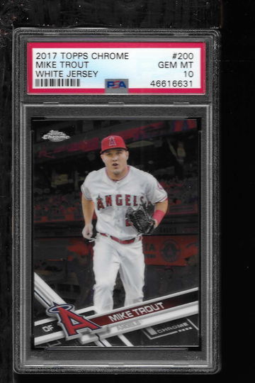 2017 TOPPS CHROME MIKE TROUT WHITE JERSEY PSA 10