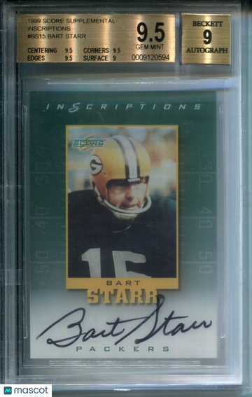 1999 Score Supplemental Inscriptions Bart Starr #BS15 BGS 9.5 Auto 9