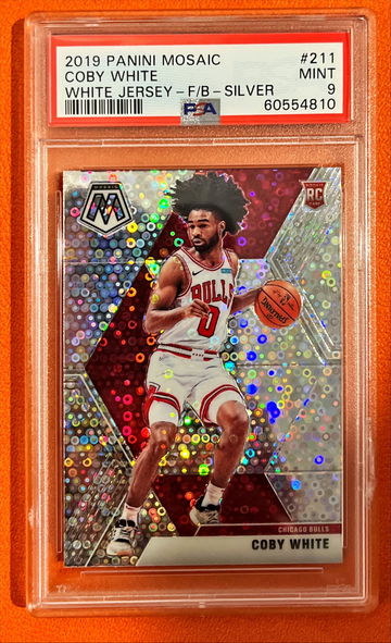 COBY WHITE 2019 Panini Mosaic 211 Fast Break Prizm Variation ROOKIE RC PSA 9