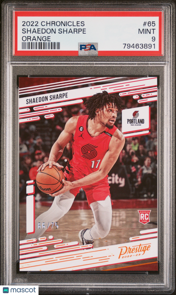 2022 Panini Chronicles Shaedon Sharpe #65 Orange PSA 9