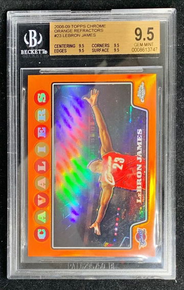 2008 Topps Chrome Orange Refractor Chalk Toss /499 Lebron James BGS 9.5 Quad True Gem Mint