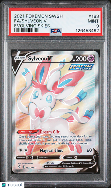 2021 Pokemon Sword & Shield Evolving Skies Sylveon V Fa Evolving Skies PSA 9 #183
