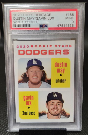2020 Topps Heritage Dustin May Gavin Lux White Border Psa 9 /50