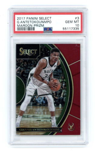 2017-18 Panini Select GIANNIS ANTETOKOUNMPO Maroon Prizm SP #3 /199 PSA 10 Bucks