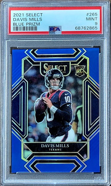 2021 SP /99 DAVIS MILLS Panini Select CLUB LEVEL BLUE PRIZM PSA 9 Rookie RC #265