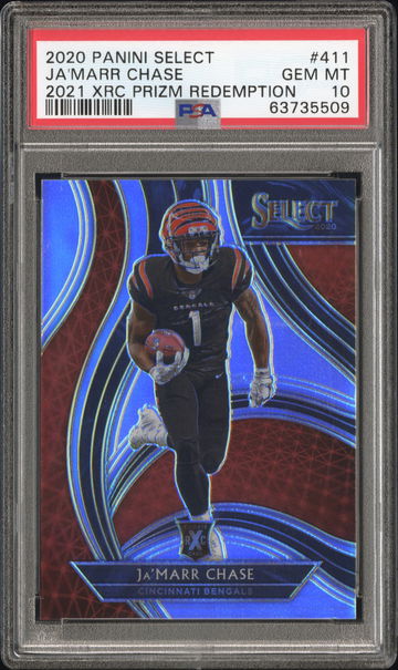 2020 Select Ja'Marr Chase 2021 XRC Prizm Redemption Rookie PSA 10 